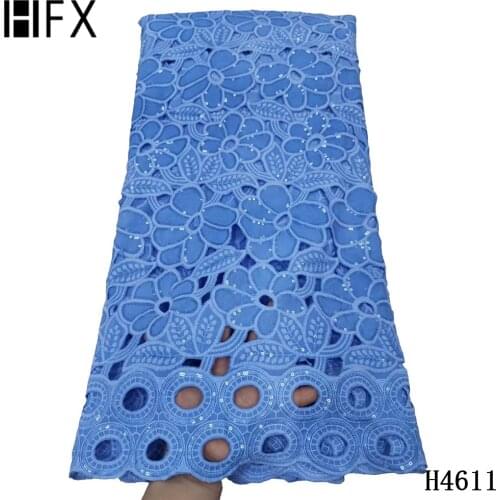 HFX High Quality Chiffon Lace With Sequins Nigerian Lace Fabric African Lace Fabric 2021 French Lace Net Lace For Dress 5 yards