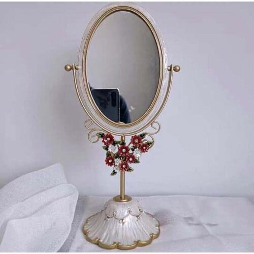 Desktop Make-up Mirror зеркало Enamel-colored Double-sided Simple For Household Retro Vanity Mirrors In Nordic Style Decoration