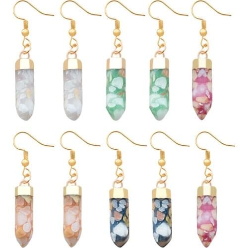 Cone Drop Natural Stone Earrings for Women Sweet Ear Hooks Pattern Mix Color Earings Fashion Jewelry 2021 Crochet Boho Retro