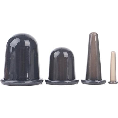 1/4pcs Black Silicone Vacuum Cupping Cup Face Manual Suction Cups Body Massage Therapy Kit