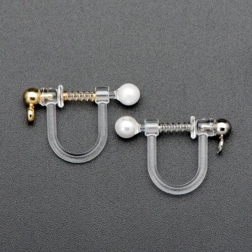 10pcs Resin Clip On Earring Findings For DIY Jewelry Making Accessories, Gold/ Silver Tone Non Pierced (GB-507)