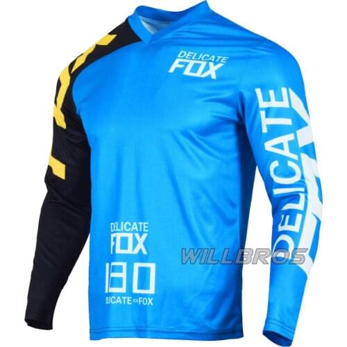 180 Race Long Sleeve Moto Cross Offroad Cycling Jersey Scooter Street Moto Mens Motorcycle Motorbike Blue Clothes
