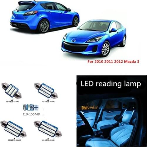 9Pcs Car LED Light Bulbs Interior Light Kit For Mazda 3 Sedan 2010 2011 2012 Map Dome Trunk Reading License Plate Light White