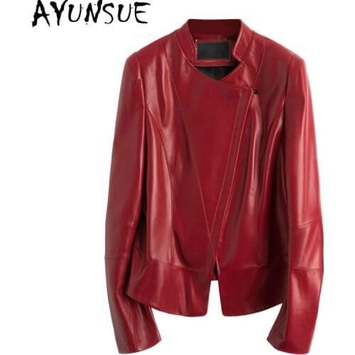 AYUNSUE Coats and Jackets Women Clothes Real Genuine Leather Jacket Sheepskin Coat 2020 Motos Slim Coat Female D57928Q01 WPY478