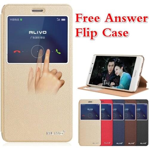 Free Answer For Huawei honor 6x case Business ALIVO Original PU Leather Flip Case for huawei GR5 2017 case with Tracking Number