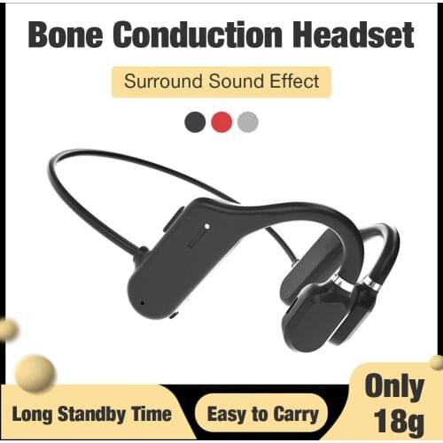 Bone-conducted Earphones Bluetooth 5.0 Wireless Earphones IPX6 Waterproof Sport Lightweight Ear Hook Headset with Mic