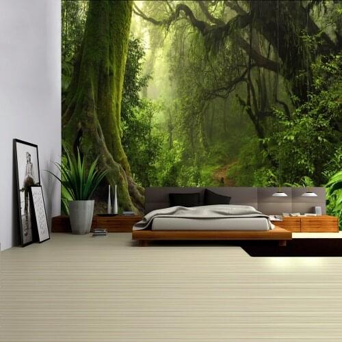 Big Forest Big Tree Tapestry Tropical Rain Forest Natural Scenery Wall Hanging Rug Camping Tent Witchcraft Home Decor Wall Cloth