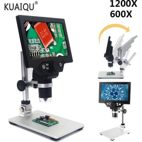G1200 12MP 1-1200X Digital Microscope Electronic Video HD LCD Soldering Microscope Continuous Amplification Magnifier+Lift Stand
