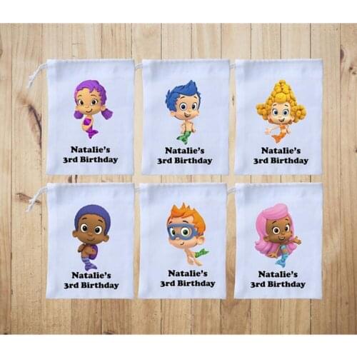 Kids Birthday Favor Bag customize boys girls Party Bag cotton Goodie Bag thank you Welcome Bags canvas Drawstring guest gift bag