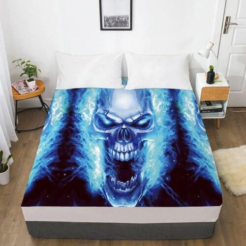 Elastic fitted sheet bed sheet With An Elastic Band 160x200/150x200 Mattress Cover Bed cover 1pc Skull Deadpool Ghost fire