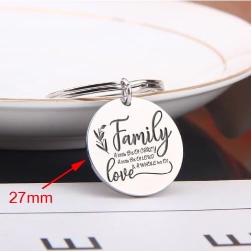 Stainless Steel Custom Family Keychain Engraving : Family A Little Bit Of Crazy. A Little Bit Of Loud And A Whole Out Of Love