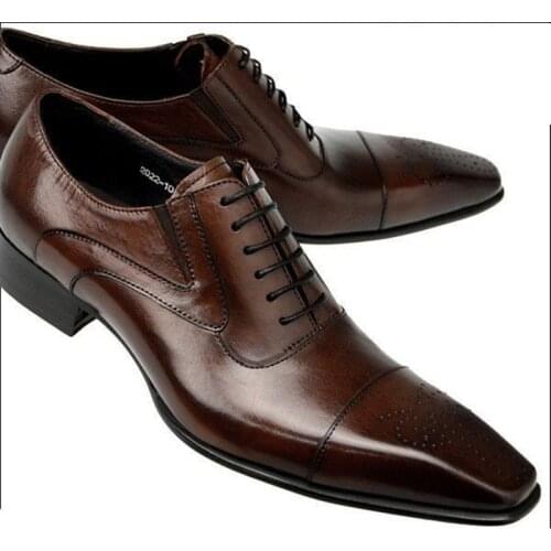 Mens Small Square Toe Leather Shoes British Casual Single Shoes Lace-Up Mens Casual Formal Shoes Brogues Large Size 38-48