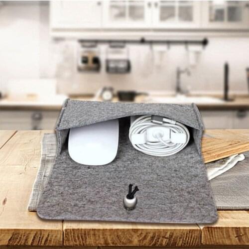 Soft Felt Protective Sleeve Portable Storage Bag Pouch for Charger Mouse Power Adapter Carrying Case