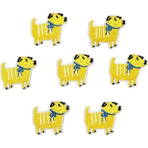 10pcs Cartoon Little Dog Patches Iron On Embroidery Animal Stickers Cute Kids Garments Suits Backpack Badge Sewing Appliques