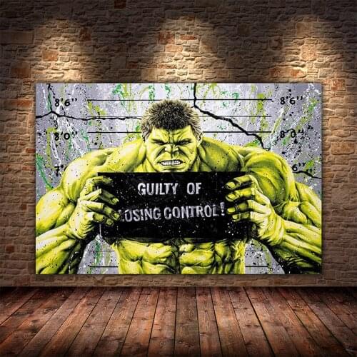 Graffiti Wall Art Marvel Superhero Hulk Canvas Painting Posters and Prints Abstract Pictures for Kids Bedroom Home Decor