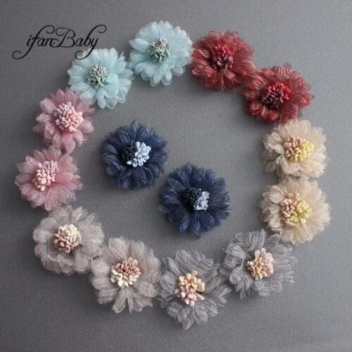 Unfinished hair flower craft flower Organza stamen hair flower
