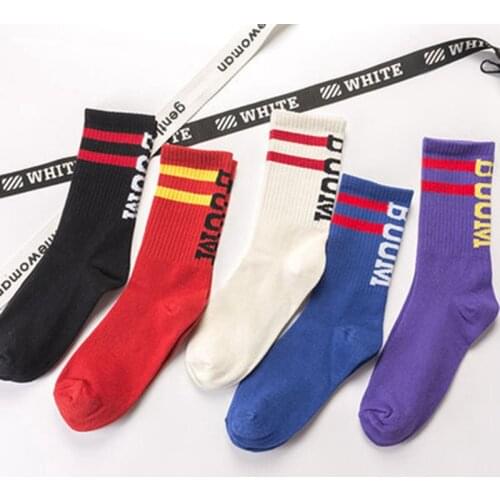 New Fashion Mans Socks Womens Long Socks Street Retro Inscription Pattern Casual All-Match Style Cool Cotton Soft Comfortable