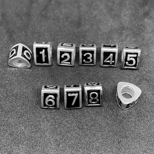 New fashion metal carved arabic numbers 0-9 triangle big hole beads charms