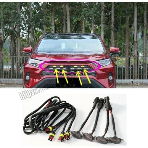 NEW For Toyota RAV4 2016-2021 Black shell Front Grill LED Light Raptor Trim Cover 4Xcar accessories