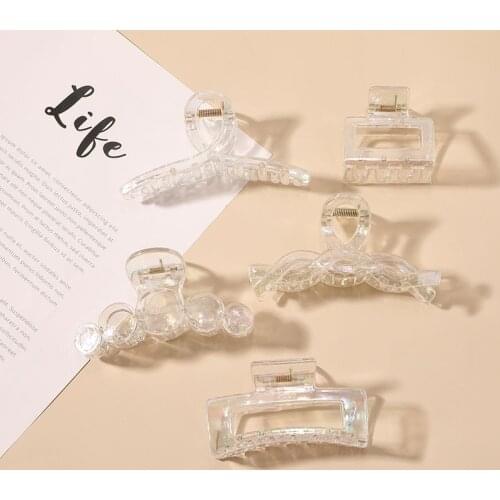 New Fashion Transparent Hairpin Simple Color Grasping Personality Cross-disc Hair Grasping Headdress Hair Accessories WomenSY142