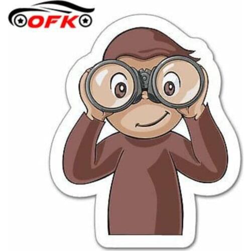 OFK Curious George Binoculars Wall Graphic Decal Sticker Stickers for Cars, Motos, Laptops, Industry