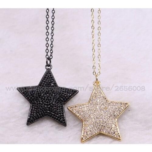 Wholesale micro pave Zircon pendant necklace Star shape pendant necklace Fashion jewelry for lady slim Chain necklace 3522