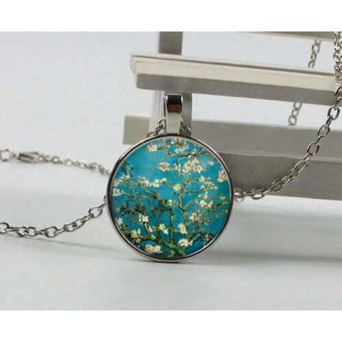 New Van Gogh painting glass cabochon necklace starry night pendant necklace gift
