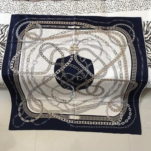 35" Large Square 100% Silk Scarf Shawl Foulard Fashion Chain Prints