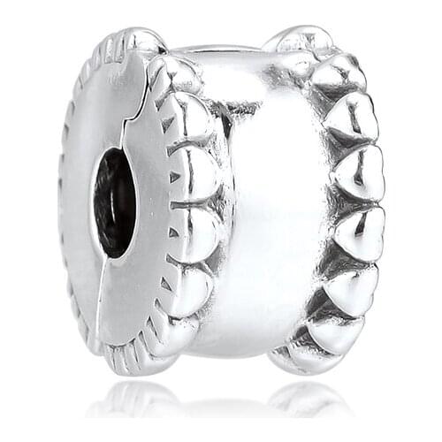 Fits for Pandora Charms Bracelets Beaded Hearts Clip Beads 100% 925 Sterling Silver Jewelry Free Shipping