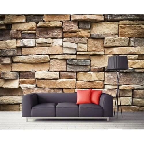 Custom wallpaper 3d mural atmospheric retro stone brick wall background wall culture stone wallpaper living room Papel de parede