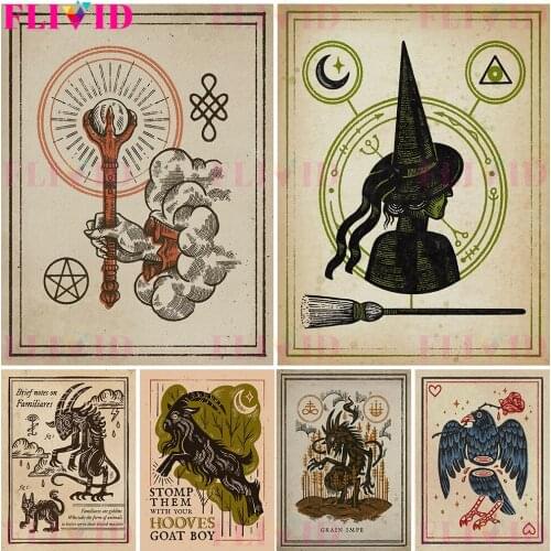 Goat Boy And Dark Queen Wicked Witchcraft Poster And Print Merlins Talisman Witch Wall Art Canvas Painting For Living Room Decor