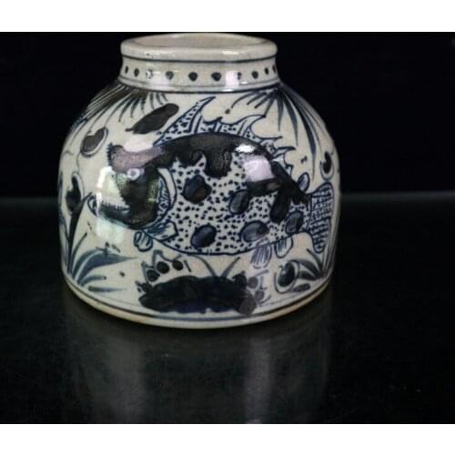 Early collection of old porcelain open plate cyanfish algal pattern tank