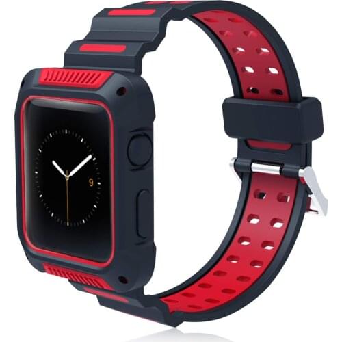 Watch Band Compatible with Apple Watch Band Series 4/ Series 5 44mm Soft Silicone Sport Band with Case Protector Bumper