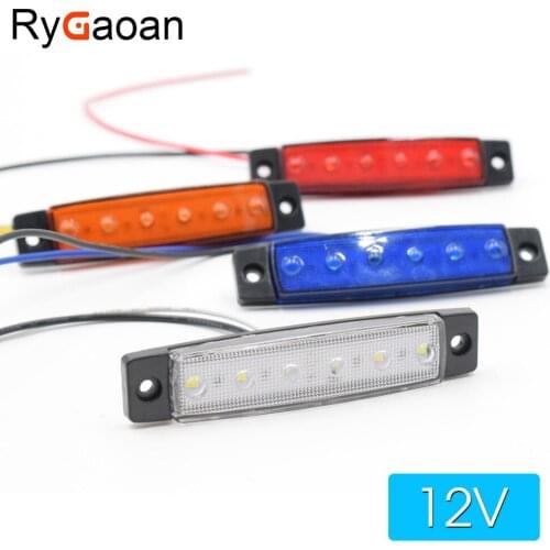 RyGaoan 1 piece 12V 6 LED Car Truck Trailer Side Marker Indicators Lights Brake Signal Lamp Red Yellow White Blue