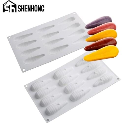 SHENHONG Carrot Silicone Cake Molds 12 Cavity Mousse Moulds Party Pastry Baking Tools Non-Stick Dessert Decorating Bakeware