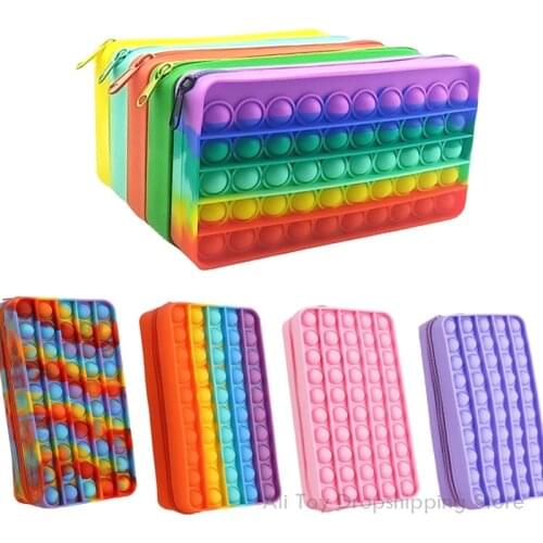 Kawaii Silicone Wallet Bags Push Its Bubble Fidget Toys Pencil Case Simpl Dimmer Antistress Toy Soft Press Pops Figet Toys Bag