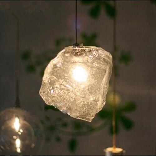 LAYSDA Nordic personality art chandelier creative ice cube glass chandelier LED fashion bar table lamp chandelier porch light
