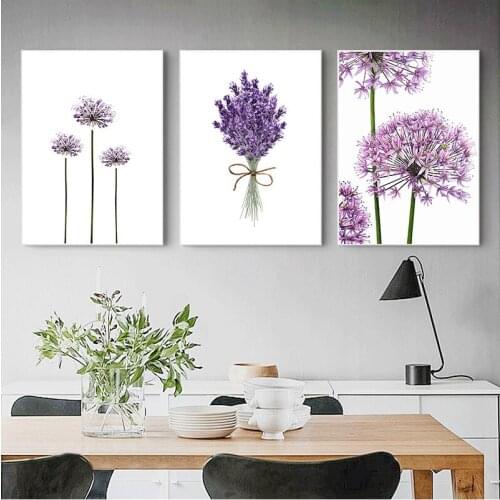 Scandinavian Lavender Flowers Modern Canvas Painting Green s and Prints Home Decoration Bedroom Wall Art Pictures