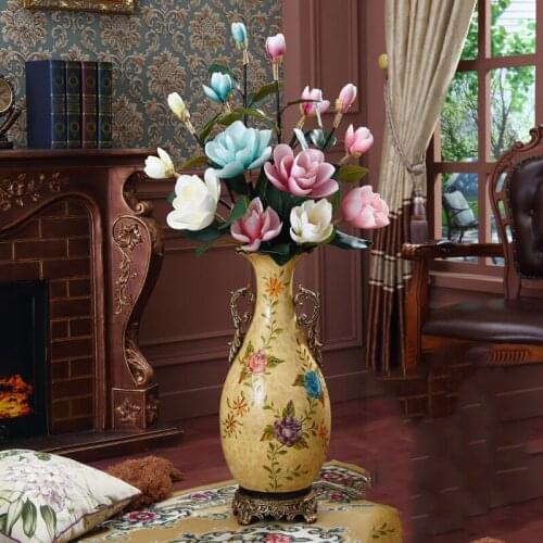 Modern Luxury Floor Large Ceramic Vase Artificial Flower Arrangement Villa Club Ornaments Crafts Home room Furnishing Decoration