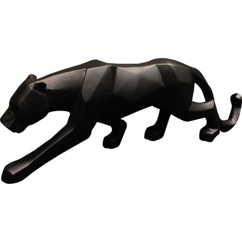 Modern Animal Statue Sculpture Craft,Geometric Leopard Statue Decor,Resin Panther Figurine and Sculpture for Home,Office Decor