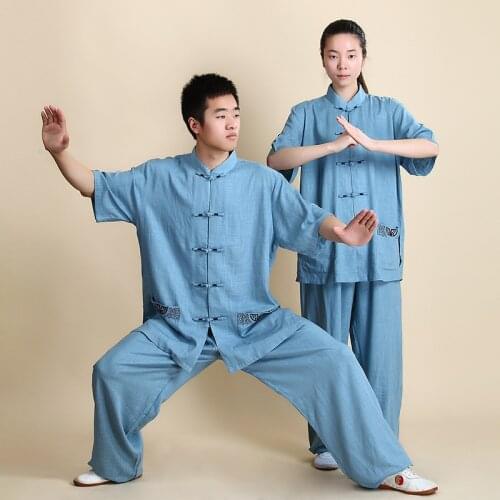 2020 Tai Chi Uniform Short Sleeve Traditional Chinese Clothes Kung Fu Uniform Wushu Wu Tang Tai Chi Performance Clothes SL3022