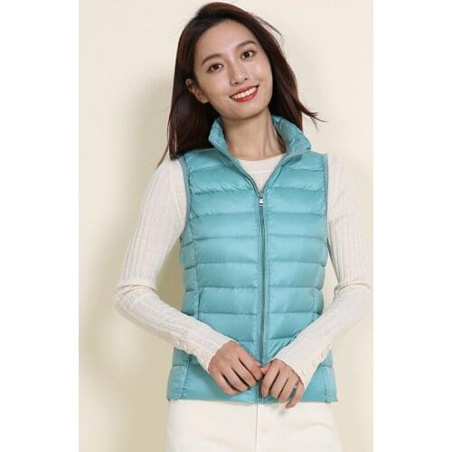 Ultra Light Slim Down Coat Women Winter Stand Collar Thin Jacket Windproof Padded Waistcoat Sleeveless Portable Duck Down Vest