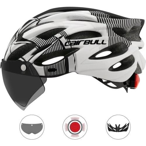 CAIRBULL Cycling Helmet Ultralight Breathable With TailLight Removable Visor Goggles Mountain Road Bike Helmet Safety Cap 230g