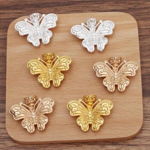 20 Pieces/Lot 33*27mm Metal Butterfly Connectors Pendant Hair Accessories Vintage Ornaments