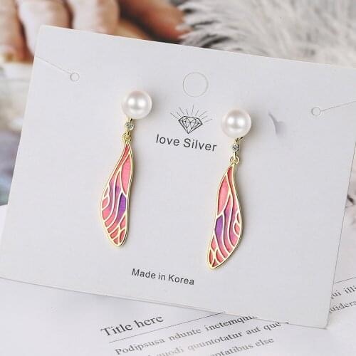 New Arrival quality Gradient Wing Pearls Statement earrings Jewelry CZ Zircon Long Drop Earring Accessory for Women