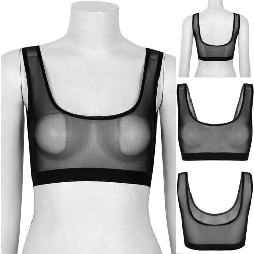 Women Lady Sexy Crop Top Bralette Bra Lingerie Nightwear Bustier Mesh Vest