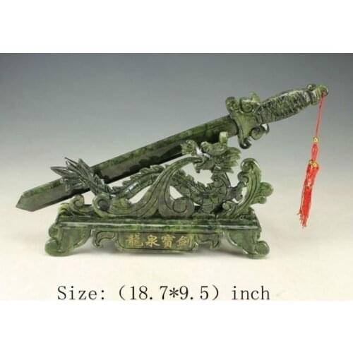 18.7 inch/ Chinese manual sculpture of southern Taiwan jade dragon, sword statue
