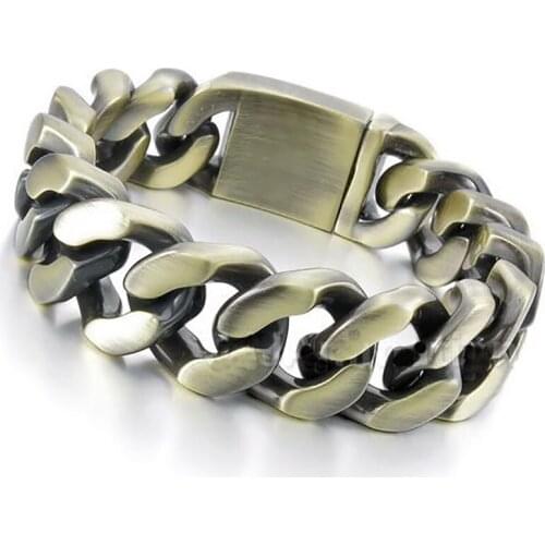 20mm Heavy Thick Fashion Mens Chain Matte Finish Curb Bronze Tone 316L Stainless Steel Bracelet Best Christmas gift