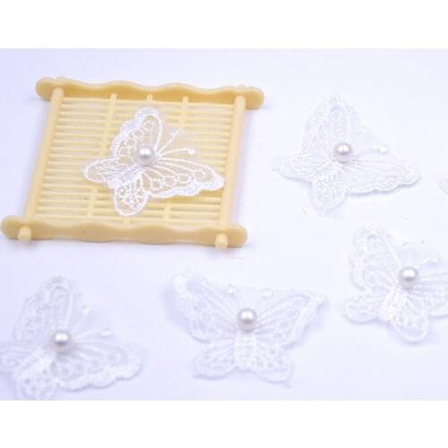 20pcs Beading Lace Embroidery Butterfly for Diy Hair Accessories Clothing Headdress Decoration