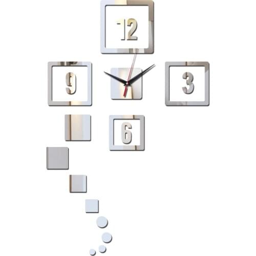 2019 top fashion home decor wall acrylic clocks modern design luxury real mirror quartz clock 3d crystal watches